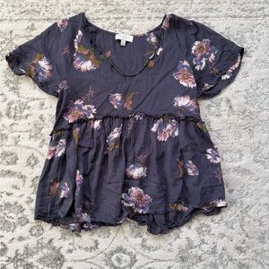 Lucky Brand Navy Floral Blouse